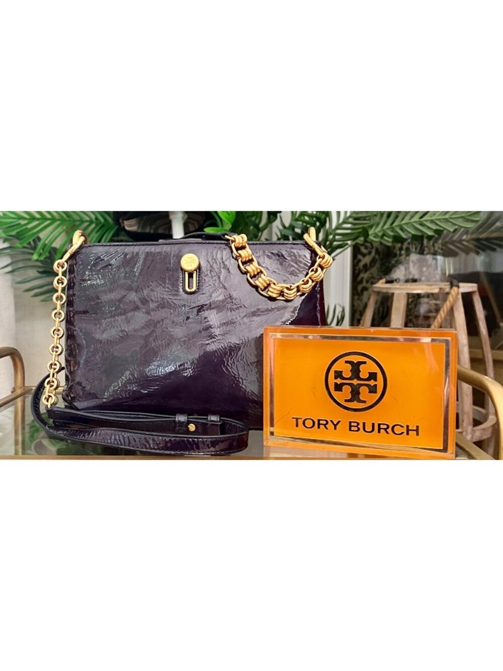 ***  AUTHENTIC TORY BURCH BLUE CRINKLE LEATHER PRICELLA HANDBAG  ✺✺